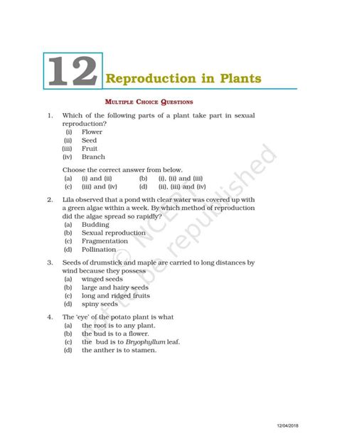 Ncert Exemplar Book For Class 7 Science Chapter 12 Reproduction In Plants