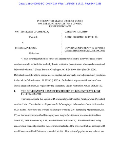 Chelsea Perkins restitution response | DocumentCloud