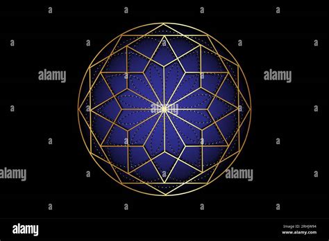 Mandala de oro de geometría antigua sagrada Símbolos de chakra Ajna