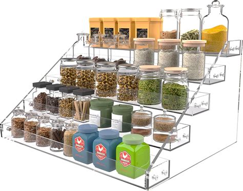 Juipenrage Acrylic Spice Rack Organizer For Cabinet Tiered Spice Rack