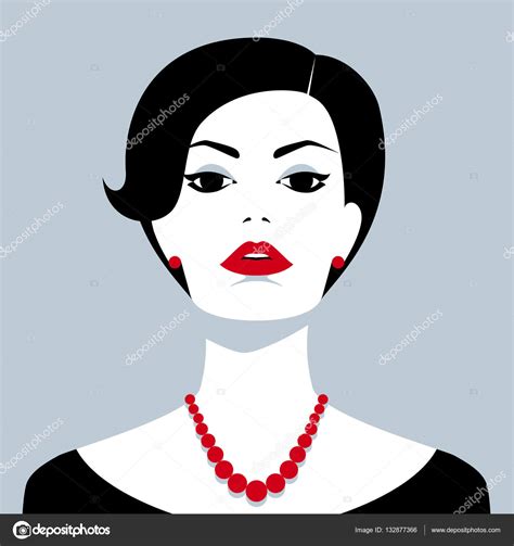 Beautiful confident woman with red bead — Stock Vector © marzacz #132877366