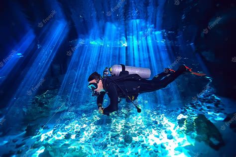 Premium Photo Diving In The Cenotes Mexico Dangerous Caves Diving