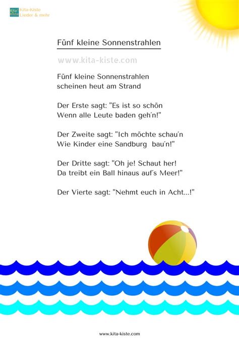 Fingerspiel Kindergarten 5 Sonnenstrahlen Gedicht Sommer Gedicht Sommer Gedichte Für Kinder