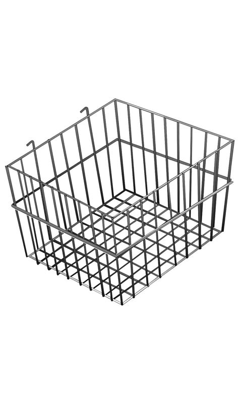 Black Wire Grid Basket For Slatwall Or Pegboard 12 L X 12 W X 8 D