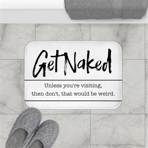 Get Naked Memory Foam Bath Mat Comical Bath Mat Bathroom Decor Tub Shower Funny Saying