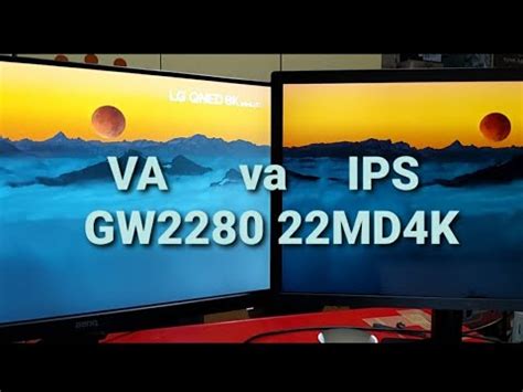VA패널 대 IPS패널 비교. GW2280 22md4k 취향은 각자의 몫.(좌측VA : 우측IPS) - YouTube