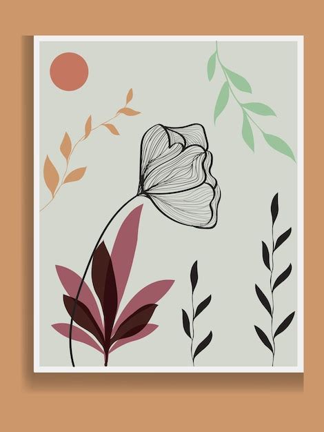 Premium Vector Botanical Abstract Wall Art Vector Earth Tone Boho