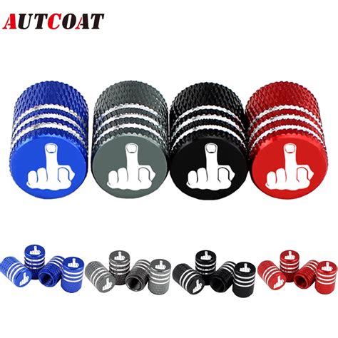 AUTCOAT 4Pcs Set Tire Valve Stem Caps Aluminum Alloy Tire Tyre Valve