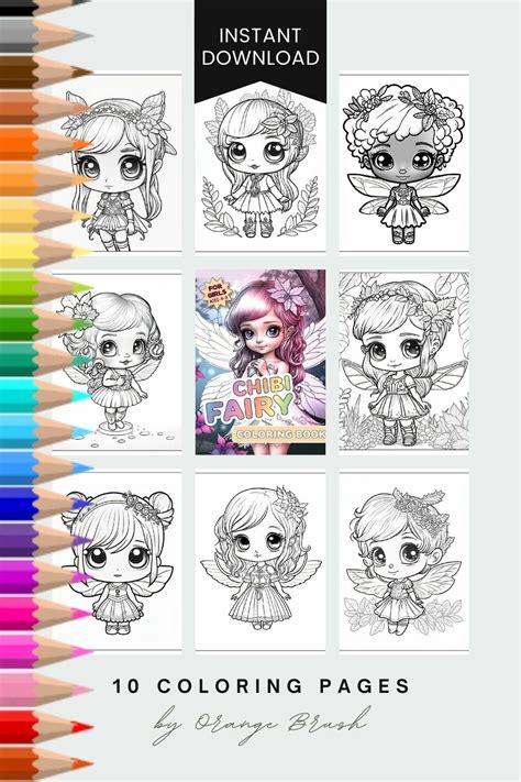 Fairies Coloring Page Bundle, Printable Kids Coloring Book