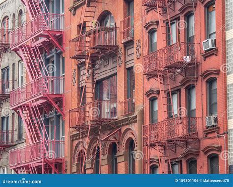 Facades Of Historic Buildings In The Soho District Of New York The