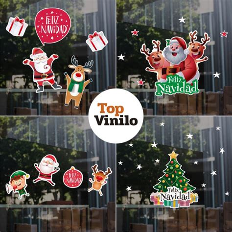 Vinilos Navidad Vidrieras Ploteo Felices Fiestas Decorativos Top Vinilo