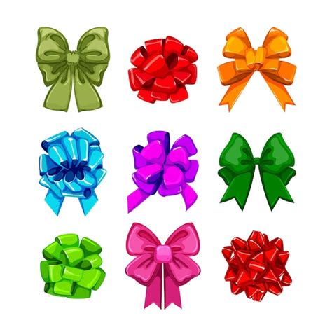 Premium Vector Bow Ribbon Set Cartoon Vector Illustration