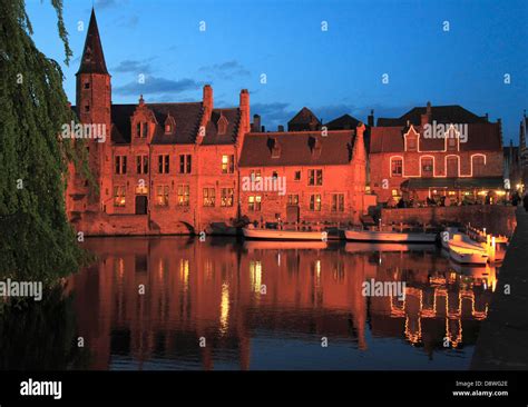 Belgium, Bruges, canal scene, night Stock Photo - Alamy