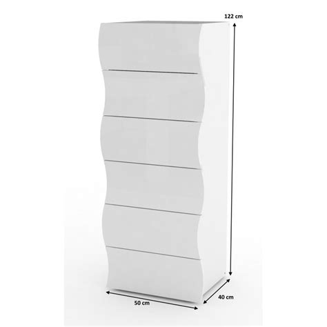 Chiffonnier moderne H 122 cm laqué blanc Onida