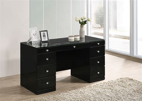 latitude run glam glass top makeup vanity table   drawers