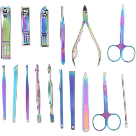 Ensemble De Coupe Ongles 16 Pièces De Kit De Soin Des Ongles En Acier