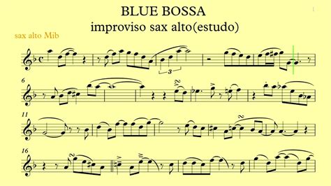 Blue Bossa Improviso Sax Alto Eb Playback Youtube