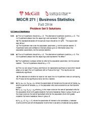 MGCR 271 Fall2014 Problem Set 5 Solutions MGCR 271 Business