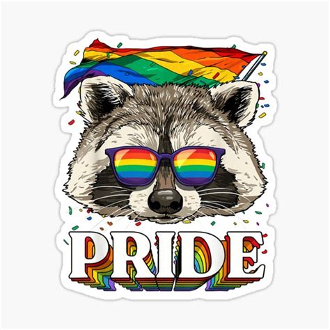 LGBT Raccoon Gay Pride LGBTQ Rainbow Flag Sunglasses Sticker By IrvingMorales Redbubble