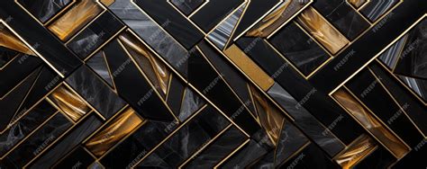 Premium Photo | 3d gold mosaic black marble background wallpaper