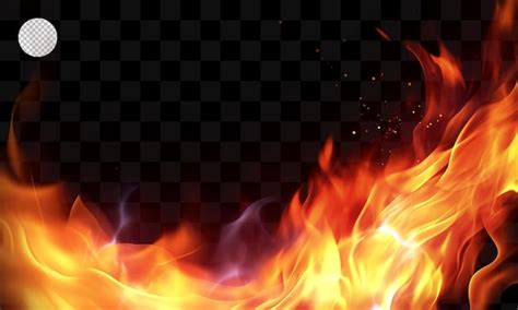 Flammes De Feu Sur Fond Transparent Psd Premium