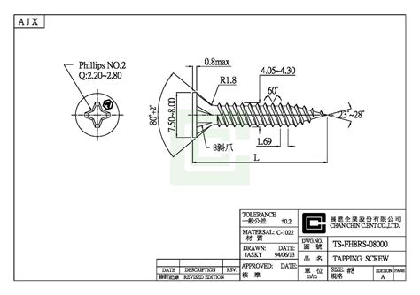 Self Tapping Screw Autocad Drawing