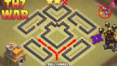 Clash Of Clans Th7 War Base Anti 3 Star Youtube