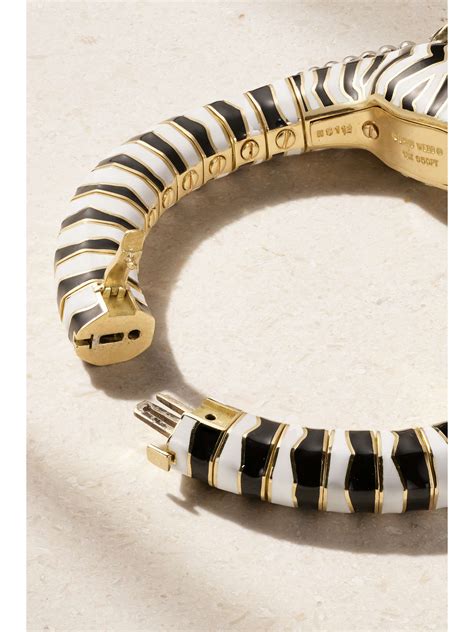 David Webb Zebra Karat Gold Platinum Diamond Ruby And Enamel