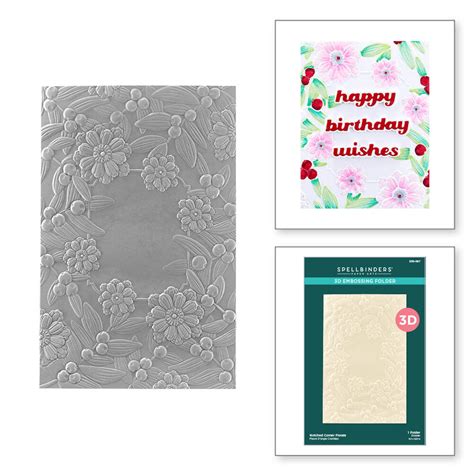 Notched Corner Florals 3D Embossing Folder E3D 067 Craftlines B V