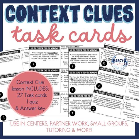 Context Clues Task Cards 5th And 6th Grade Marcys Mayhem