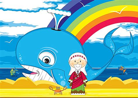 Cartoon Jonah And The Whale Christianity The Bible Rainbow Vector