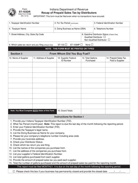 Indiana St 103 Form Fill Online Printable Fillable Blank PdfFiller