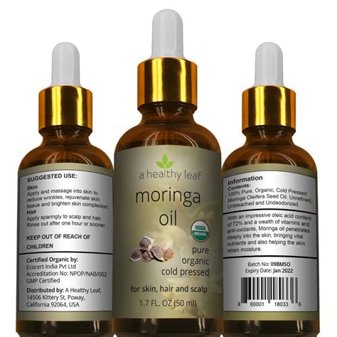 Moringa Oil USDA Certified Organic Moringa Oleifera Seed Oil