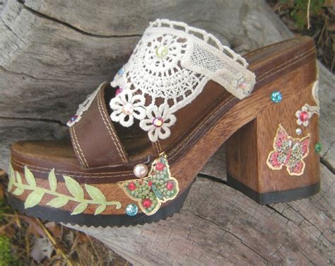 Woodland Wedding Boho Bridesmaid Upcycled Platform Sandals - Etsy