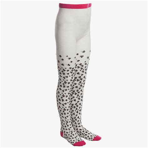 Country Kids White Opaque Cotton Animal Print Tights Childrensalon