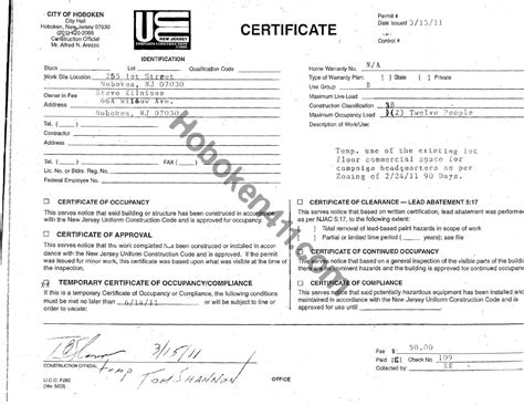 Certificate Of Continued Occupancy Nj