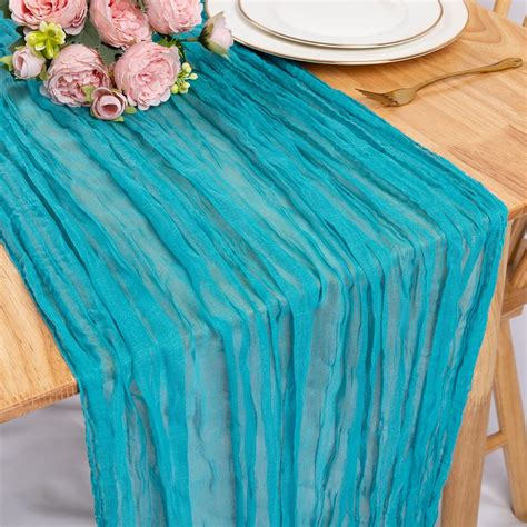 Amazon SAJOO Blue Cheesecloth Table Runner 1Pc 13ft Rustic Gauze