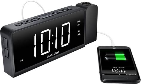 Projection Alarm Clock With Amfm Radio 180°projector 7” Led Digital