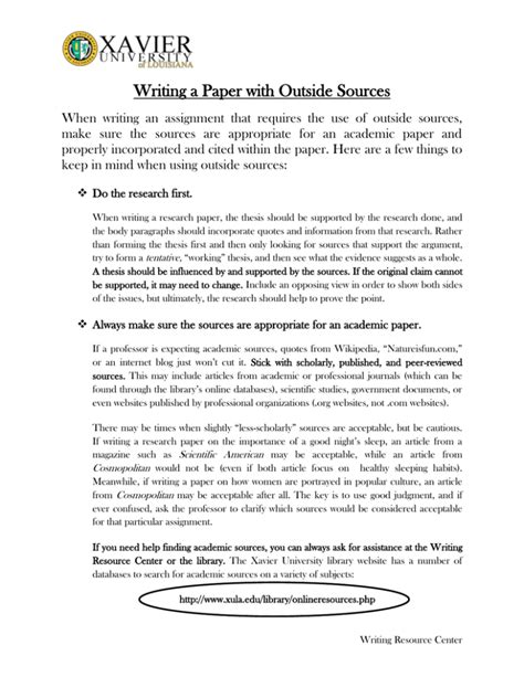 Writing A Paper With Outside Sources