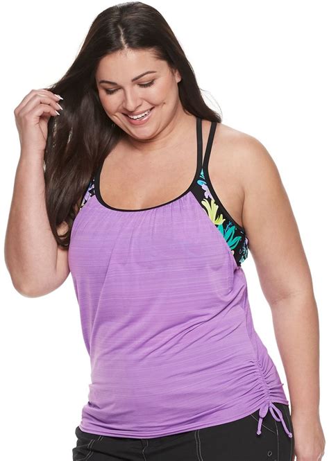 Zeroxposur Plus Size Ruched Tankini Top Shopstyle