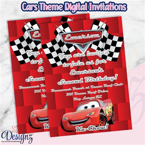 Cars Birthday Invitations Cars Birthday Party Digital - Etsy