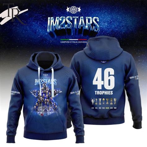 Inter Milan Campioni D'Italia 2023-2024 IM2STARS 46 Trophies Hoodie ...