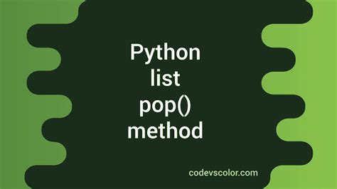 Python List Pop Method CodeVsColor