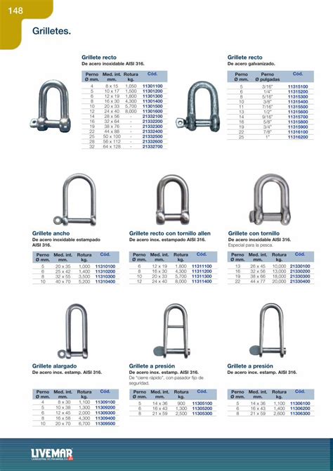PDF Catalogo General 2008 Livemar Grilletes 148 Grillete Recto