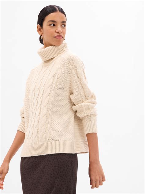 Cable Knit Turtleneck Sweater Gap