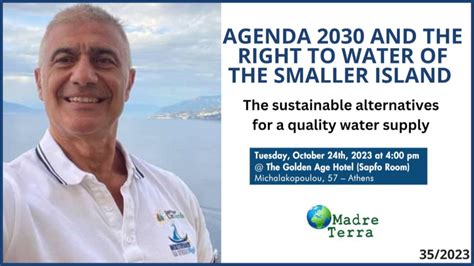 Madre Terra Agenda 2030 e acqua di qualità per Isole minori