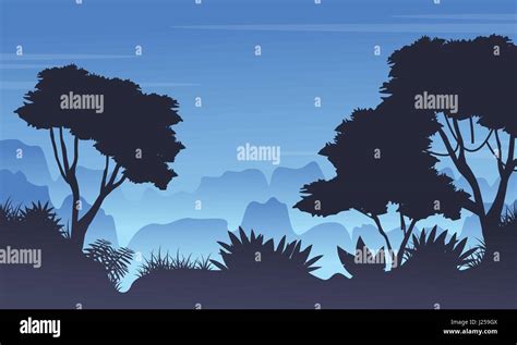 Forest scenery with silhouette style Stock Vector Image & Art - Alamy