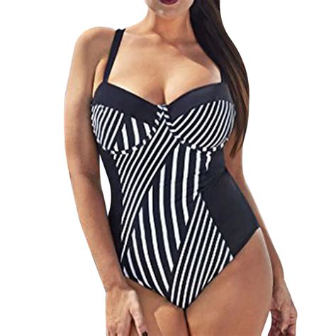 Plus Size Women Monokini One Piece Swimsuit Push Up Bikini Swimwear