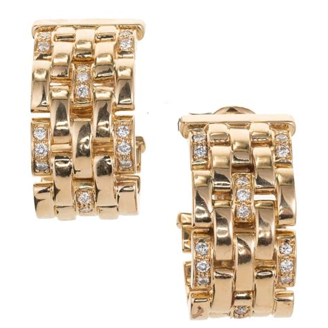 Cartier Trinity De Cartier Three Row Diamond Gold Hoop Earrings At Stdibs