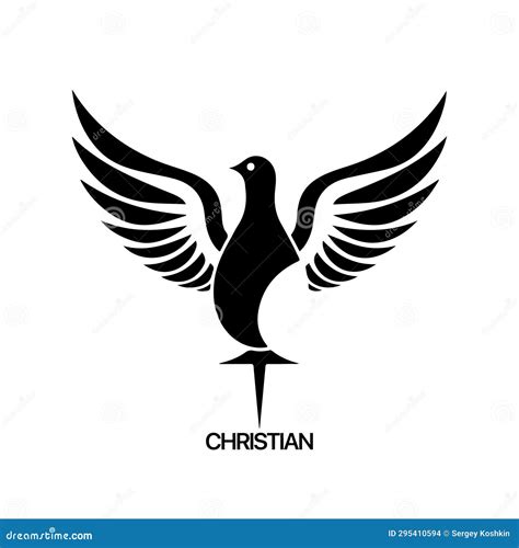 Christian Logo Template with Dove, Pigeon. Black and White Christian ...